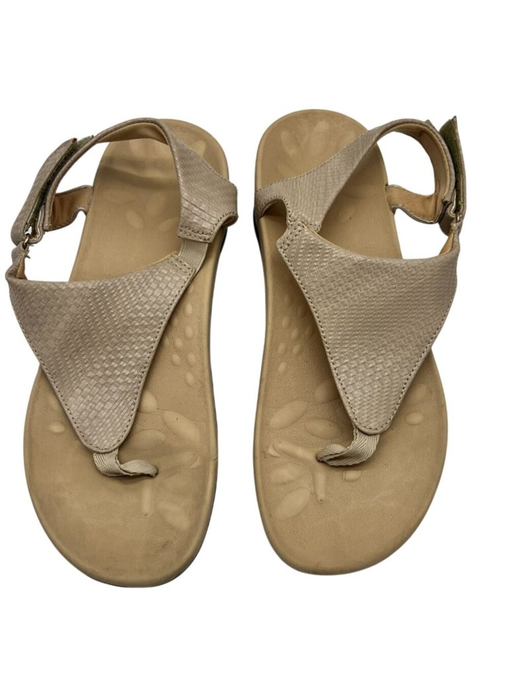 Megnya Womens Support Orthotic Thong Sandals Size 40 Beige T-Strap Flip Flops